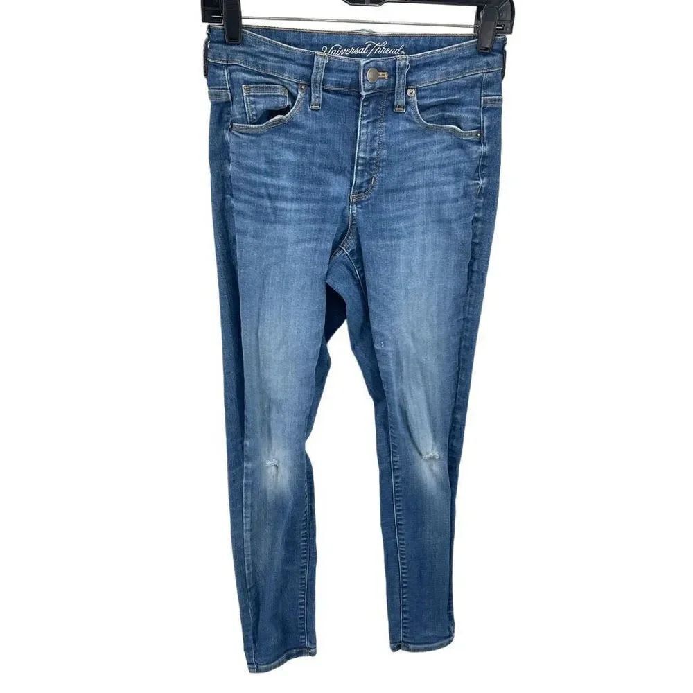Universal Thread Womens Distressed Jeans Highest Rise Skinny Medium Wash 26 / 2